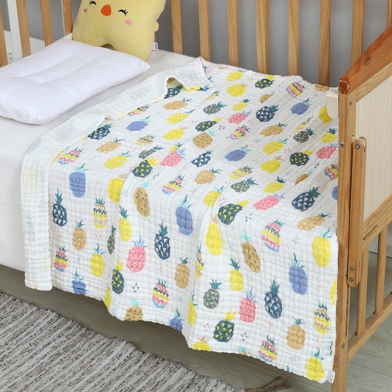 Khăn tắm xô 6 lớp cotton siêu mềm hoạ tiết xinh xắn, có thể làm chăn, ủ kén cho bé 110*110cm - Lalababy68