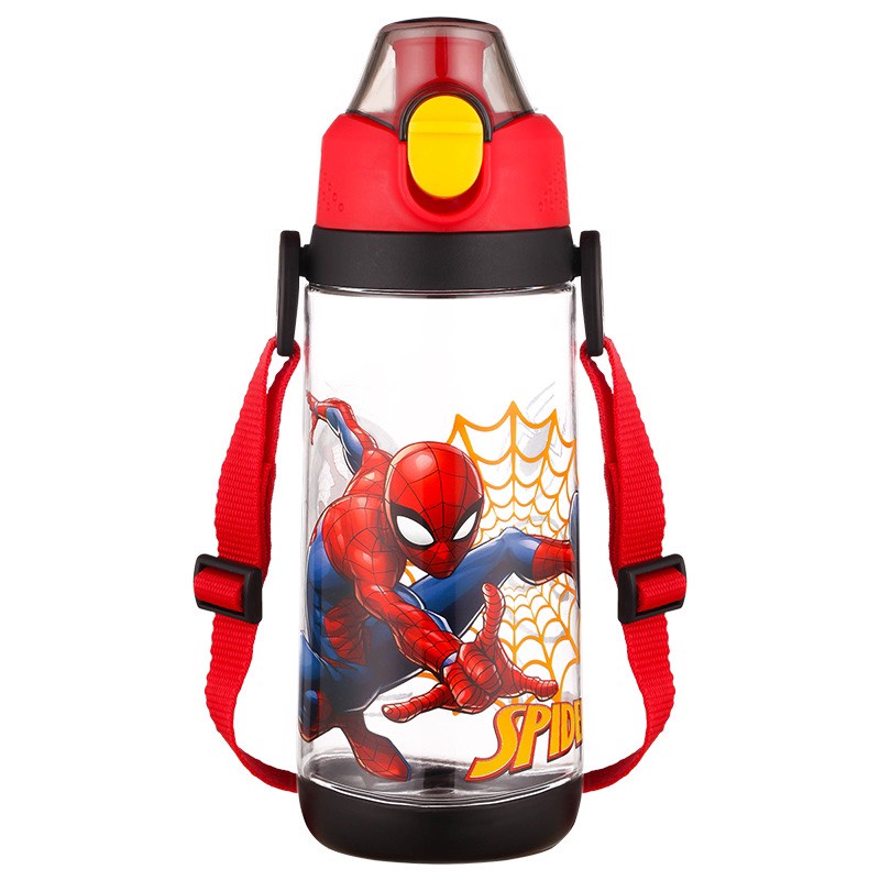 Bình nước thể thao cho bé thiết kế nhấn nút in hình hoạt hình Disney dung tích 600ml