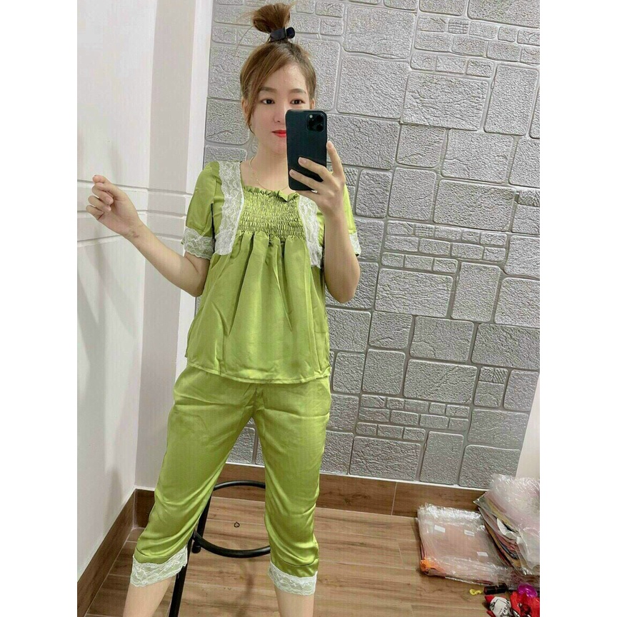 Lụa Satin Ren Phối Ren Tay Lỡ Quần Dài Cao Cấp | BigBuy360 - bigbuy360.vn
