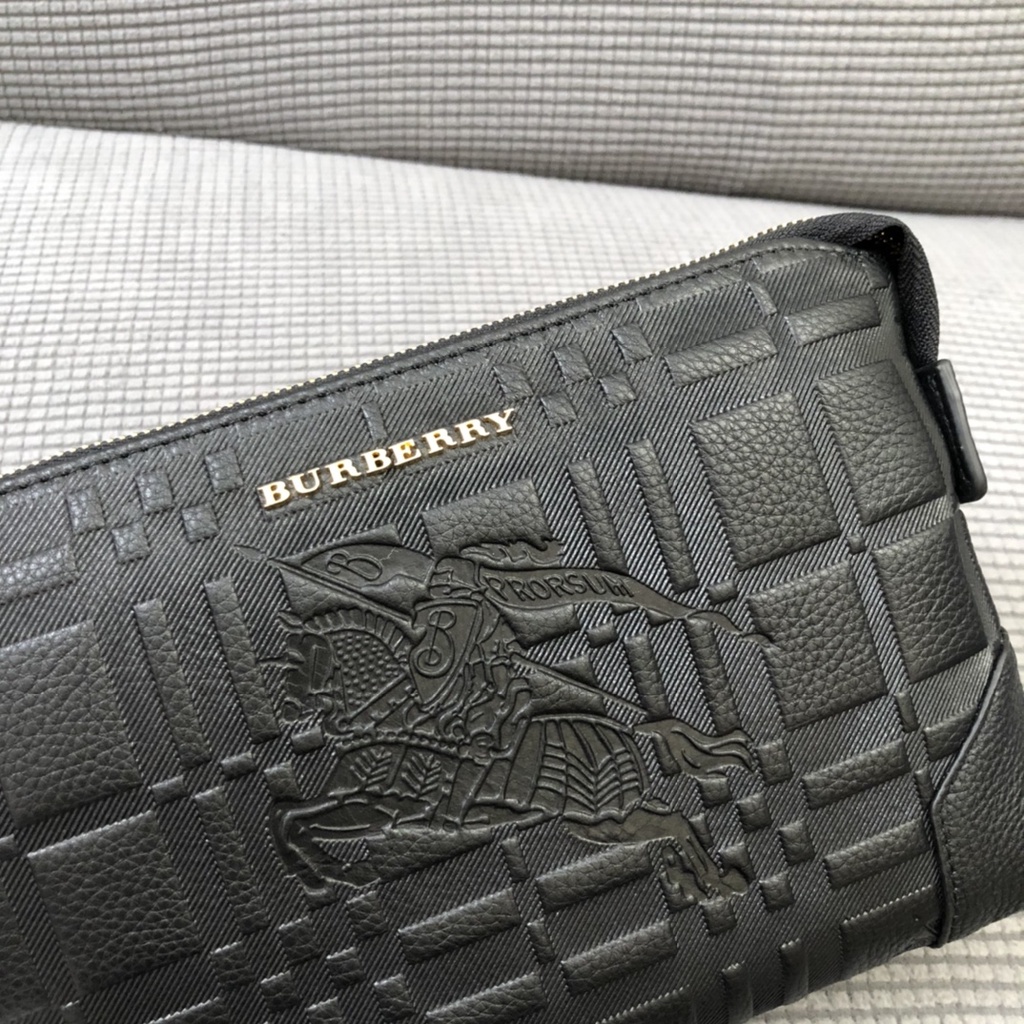 Ví cầm tay nam da thật thời trang cao cấp Burberry BBR phong cách sang trọng, thời thượng