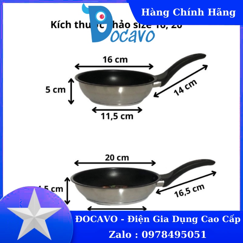 Chảo chống dính bếp từ Fivestar 3 đáy đủ size 16 - 28CM