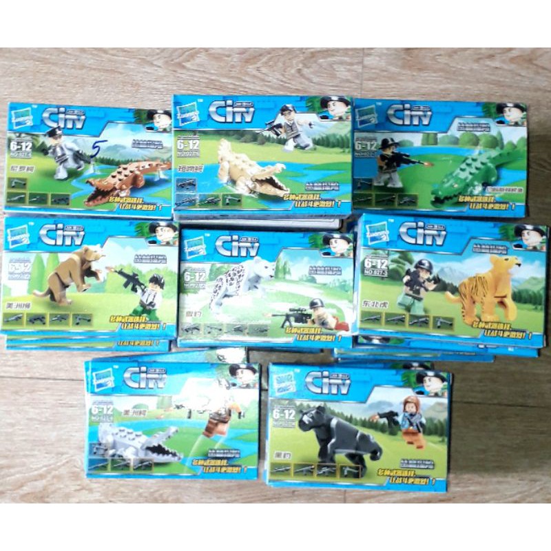 Lắp ráp 1 hộp LegoZuaMa Thợ đi săn gấu hổ hoặc cá sấu 027