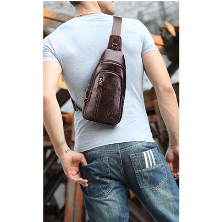 Túi đeo chéo nam da bò thật cao cấp mini chống nước phong cách thời trang trẻ dùng đi du lịch giá rẻ CS01