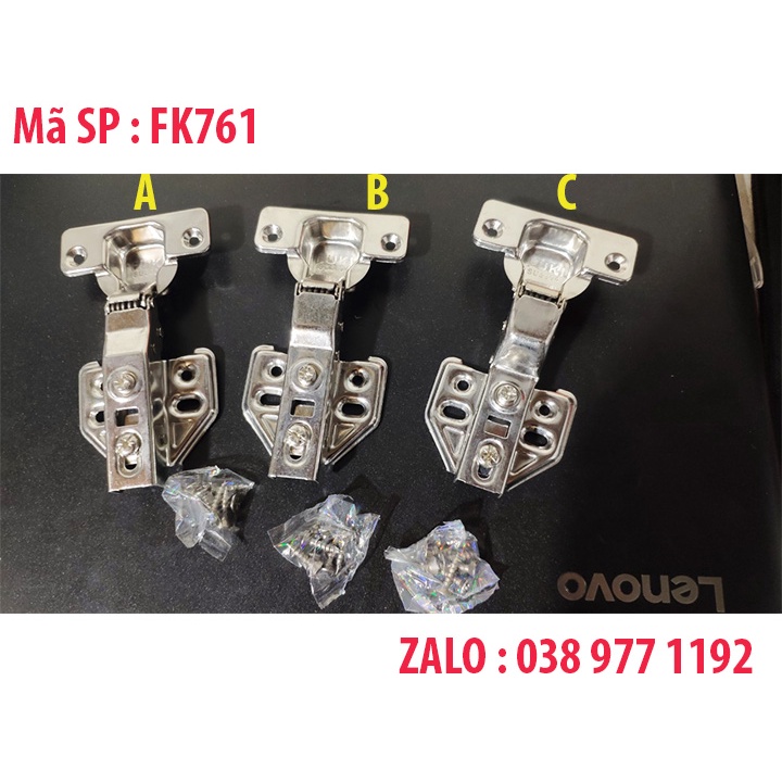 Bản lề FUKI chính hãng FK761 inox giảm chấn tháo lắp thường kèm vít