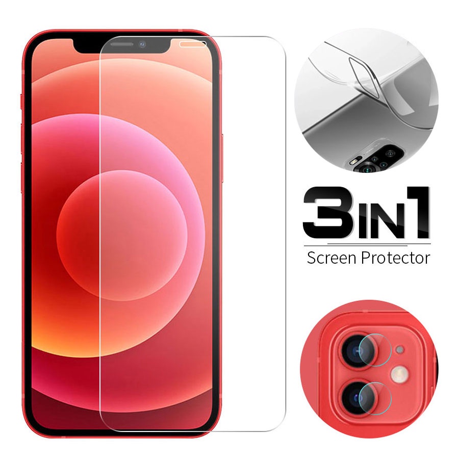 3-in-1 Kính cường lực cho for iPhone 6 6S 7 8 Plus SE 2020 Mặt trước và mặt sau và ống kính máy ảnh Bảo vệ màn hình bằng kính cường lực Phim PPF