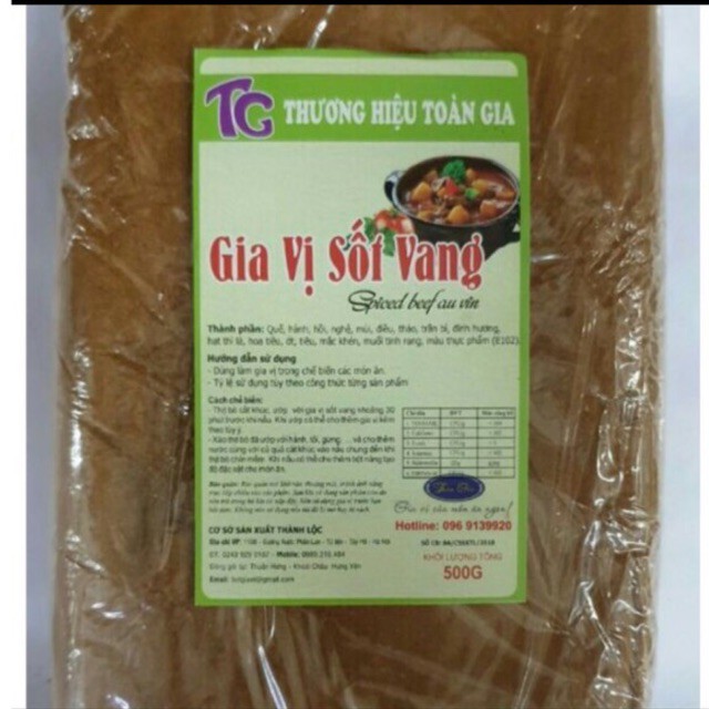 bột gia vị sốt vang gói 500gr