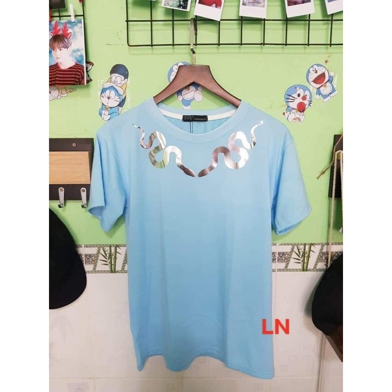 Áo phông 2 rắn vòng cổ ánh gương DA32