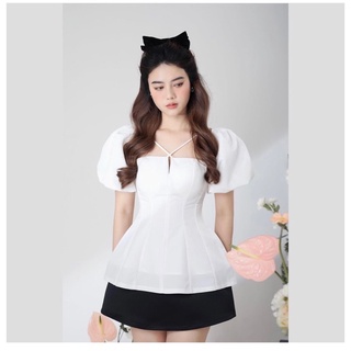 [Mã 44FASHIONSALE251 giảm 10K đơn 50K] ÁO PEPLUM CHÉO DÂY CHÂN VÁY