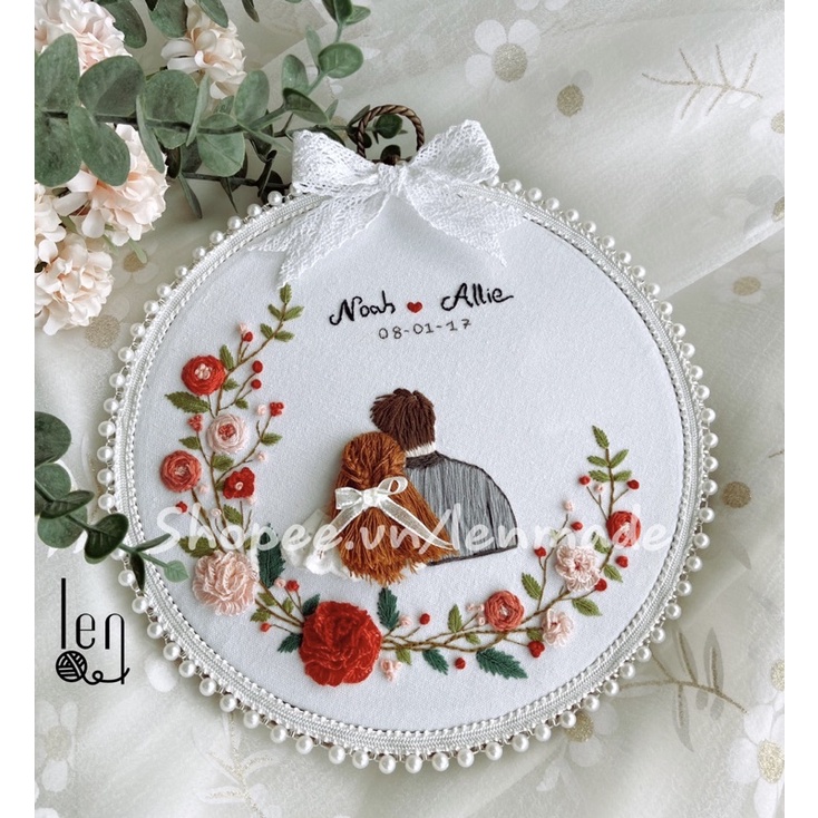 DIY bộ KIT thêu tay kỉ niệm TÌNH YÊU tự làm quà tặng valentine handmade decor trang trí nhà bàn tiệc Lenmade đám cưới