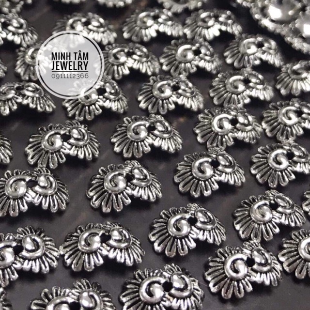 Chụp hạt đôi hình vỏ xò bạc S925