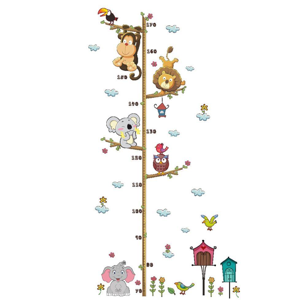 Aubrey sticker pvc Dán Tường Đo Chiều Cao Họa Tiết Động Vật Và Rừng Cây Xanh Hiện Đại Dành Cho Phòng Trẻ Em