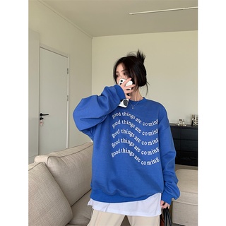Áo Sweater Tay Dài Dáng Rộng In Chữ Kiểu retro Mỹ Xinh Xắn Cho Nữ
