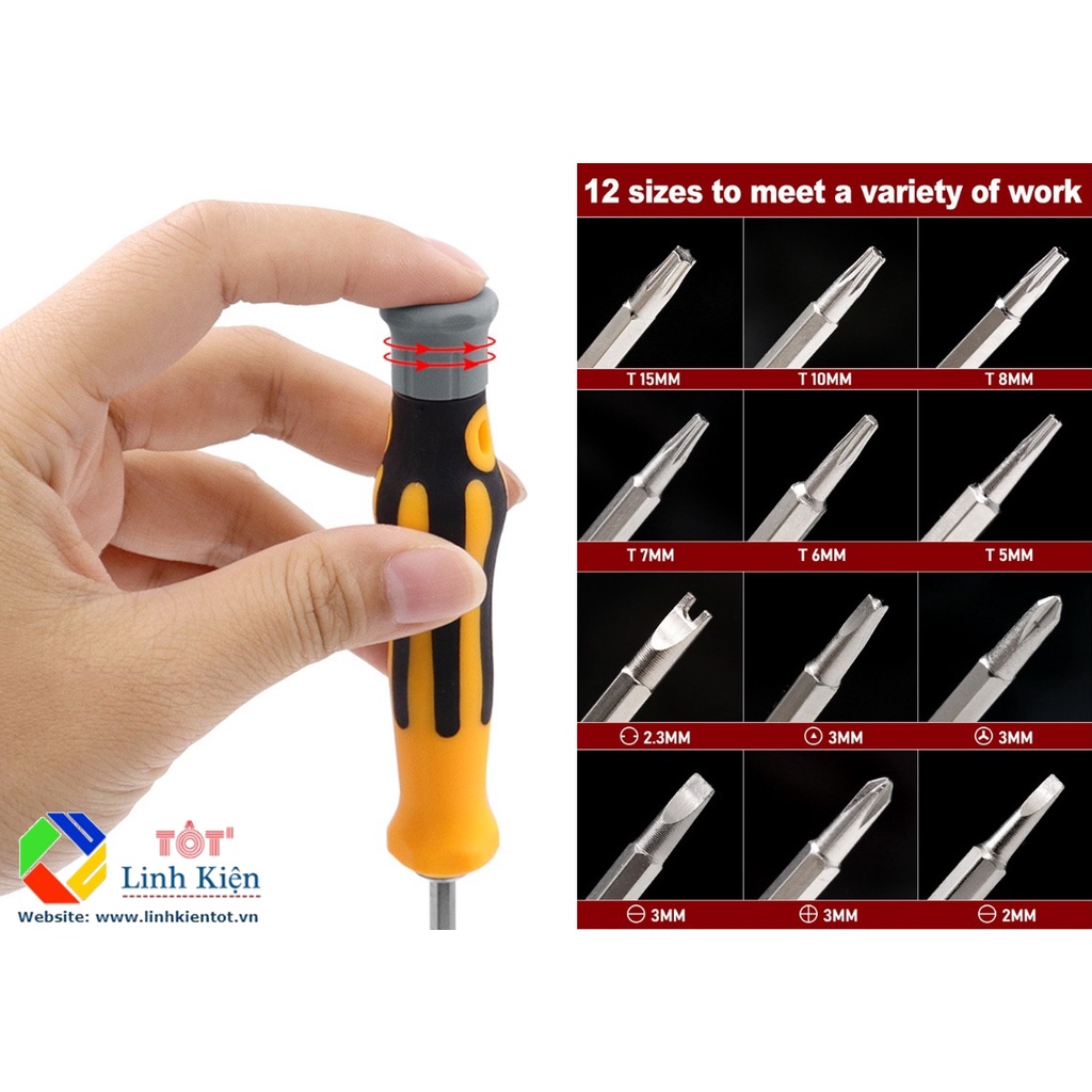 Bộ tuốc nơ vít đa năng 6 cây - bộ tua vít, tô vít nam châm12 in 1 đa năng