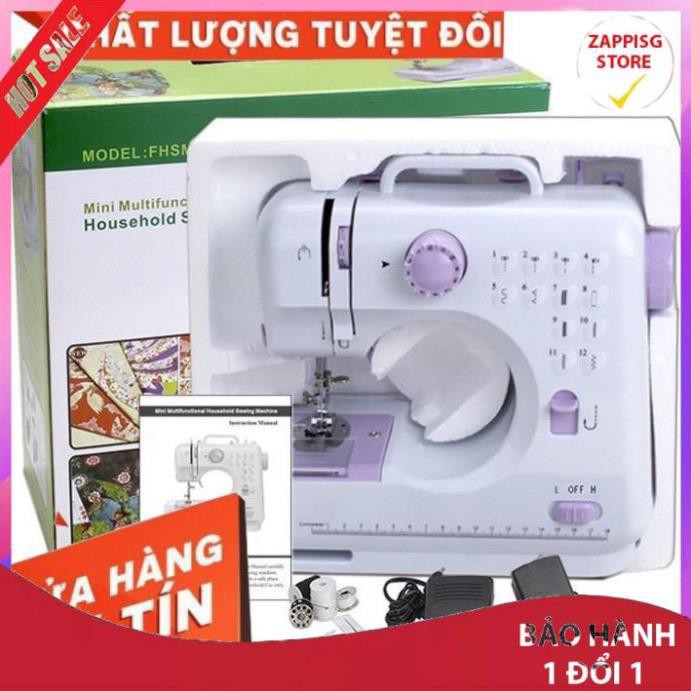 ✔️ TOP BÁN CHẠY  Máy May Mini Gia Đình FHSM505 12 Kiểu May, Có hỗ trợ  Vắt Sổ - Bảo hành 1 ĐỔI 1