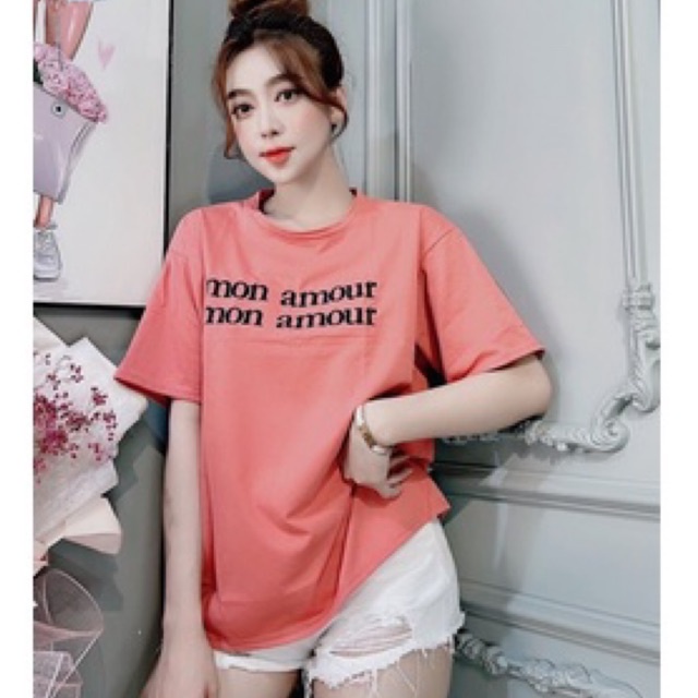 Áo thun form rộng oversize thêu chữ nhiều màu