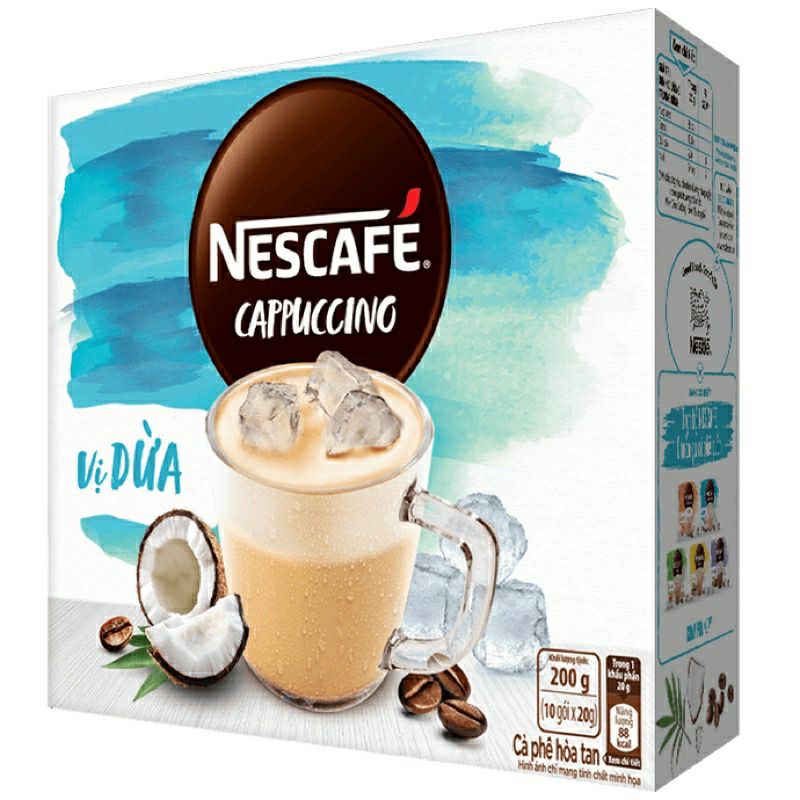 Cà phê hòa tan NESCAFÉ Cappuccino Vị Dừa (Hộp 10 gói x 20g)