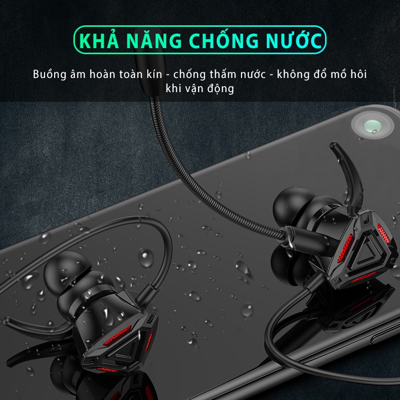 Tai nghe gaming có mic MEMO G2M cho điện thoại chơi game mobile Pubg FF Liên quân Tốc chiến ROS - Hàng chính hãng