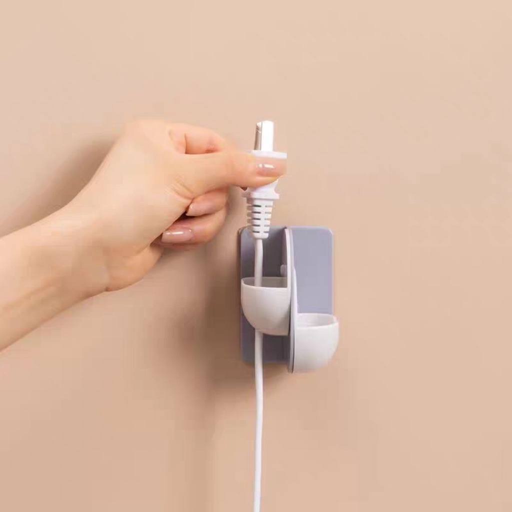 Móc Dán Tường 2 ô Treo Phích Cắm ,bàn chải Vật Dụngcá nhân Đa Năng Mã PC4