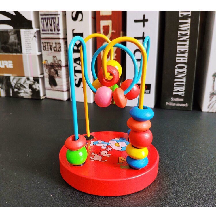 Sét 4 Món Đồ Chơi Giúp Bé Phát Triển Thông Minh - Luồn Hạt - Con Sâu Gỗ - Đàn Gỗ 8 Thanh - Cầu Vồng