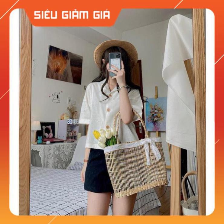 Áo Croptop Cổ Vest Khuy Giả Gỗ Hàng Quảng Châu M2163 -Teen 888