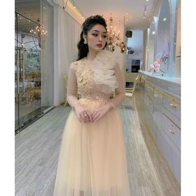 ĐẦM CÔNG CHÚA ĐÍNH HOA KẾT HẠT FULL SIZE S/M/L/xL