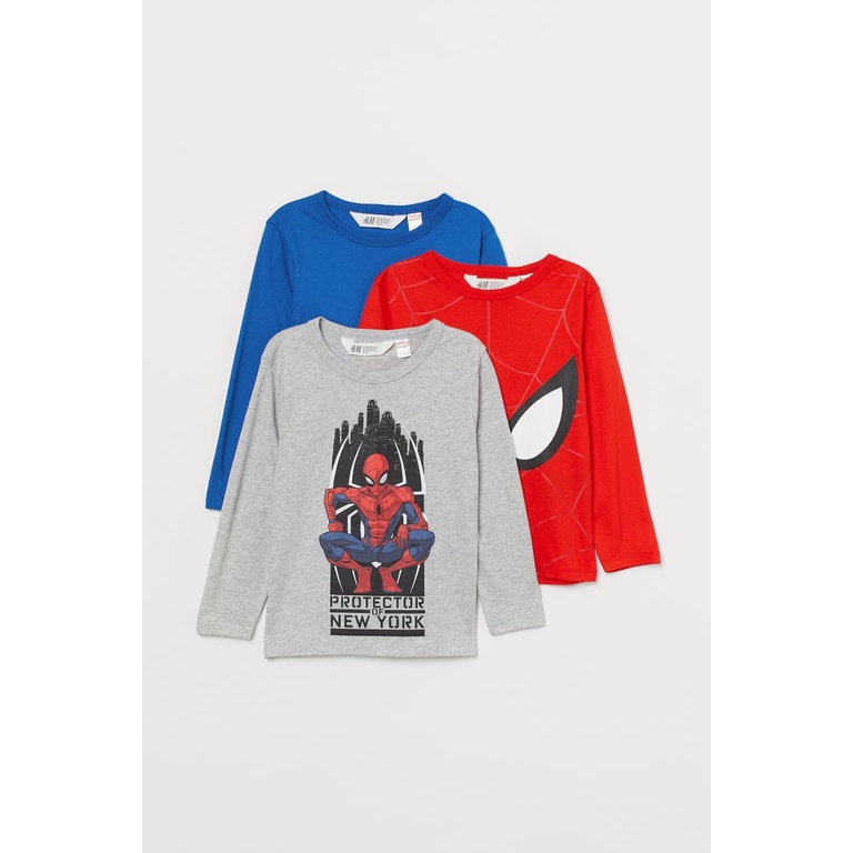 ÁO BÉ TRAI Áo HM Dài Tay Cotton In Hình Mario/Mickey/Ninjago/Spider Man 25076