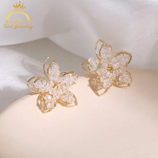 [Mã FASHIONCB194 giảm 10K đơn bất kỳ ] Hoa Tai Hình Hoa Đính Đá Sang Trọng Thời Trang Cho Nữ