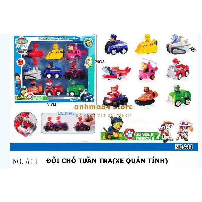 Đồ chơi MÔ HÌNH ĐỘI CHÓ CỨU HỘ MINI chạy trớn - mô hình 09 nhân vật đội chó cứu hộ mini - anhma84 store