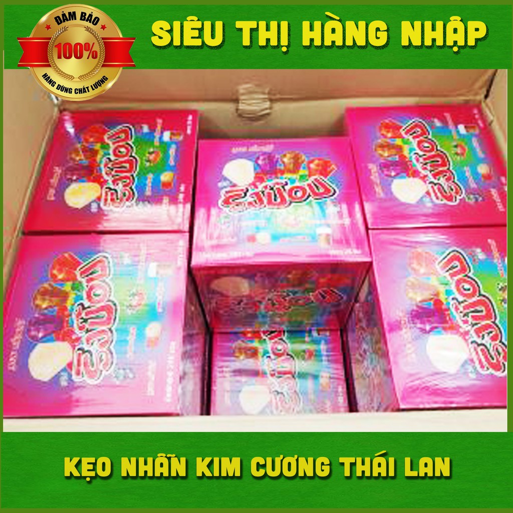 Hộp 24 kẹo nhẫn kim cương Ringpop Thái Lan 4 vị dâu, nho, vải &amp; cola, kẹo mút cho bé vừa ăn vừa chơi, lollipop