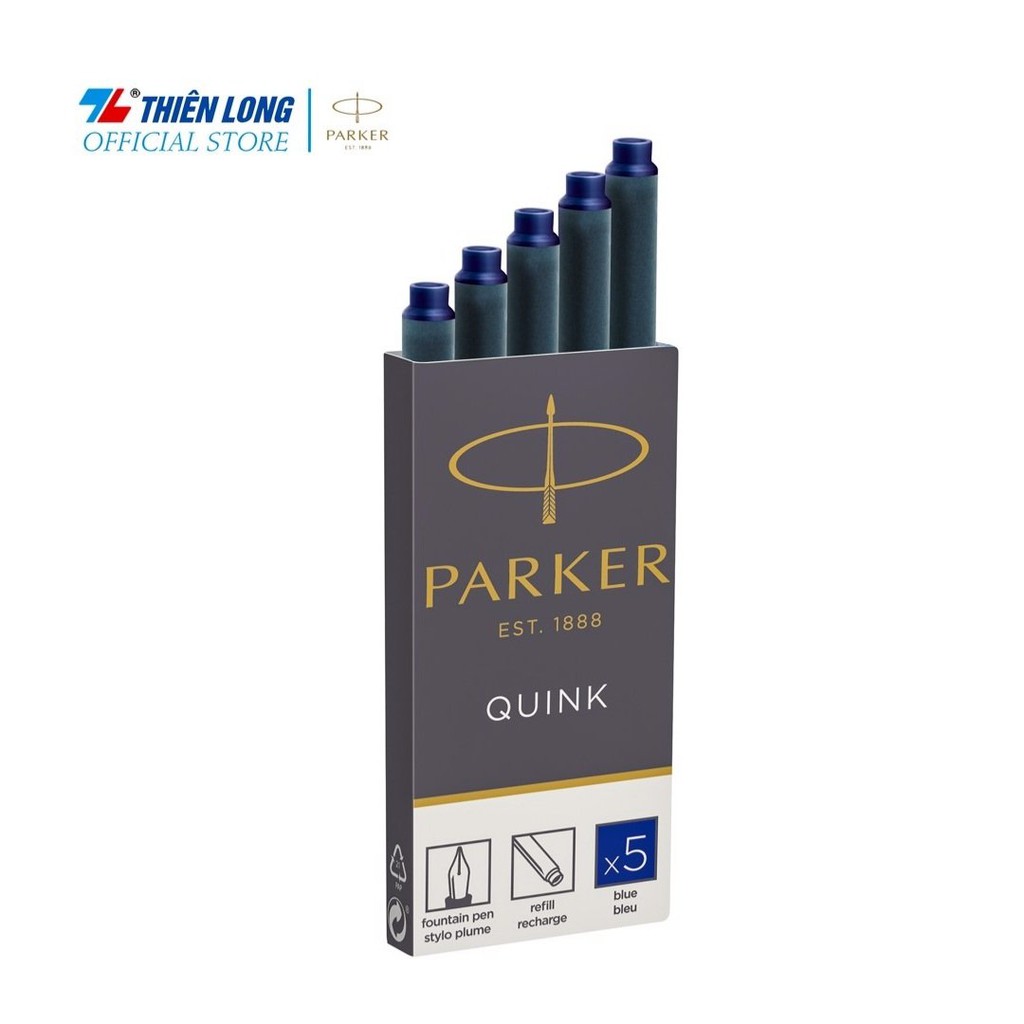 [ Chính hãng ] Hộp 5 ống mực bút máy cao cấp ( màu xanh ) Quink Parker, hàng có kiểm tra chất lượng và an toàn