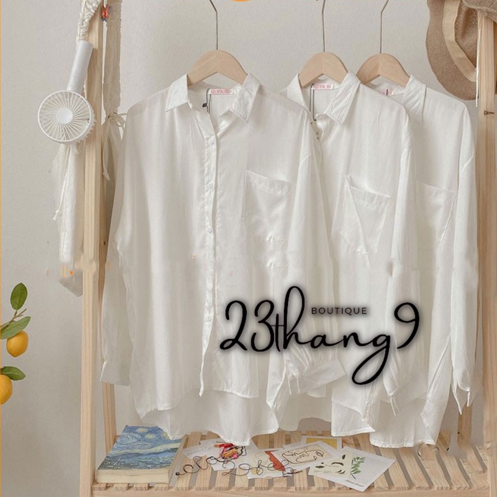 Áo sơ mi nữ áo sơ mi trắng form rộng tay dài chất thô cao cấp phong cách ulzzang hàn quốc công sở đi chơi đi làm