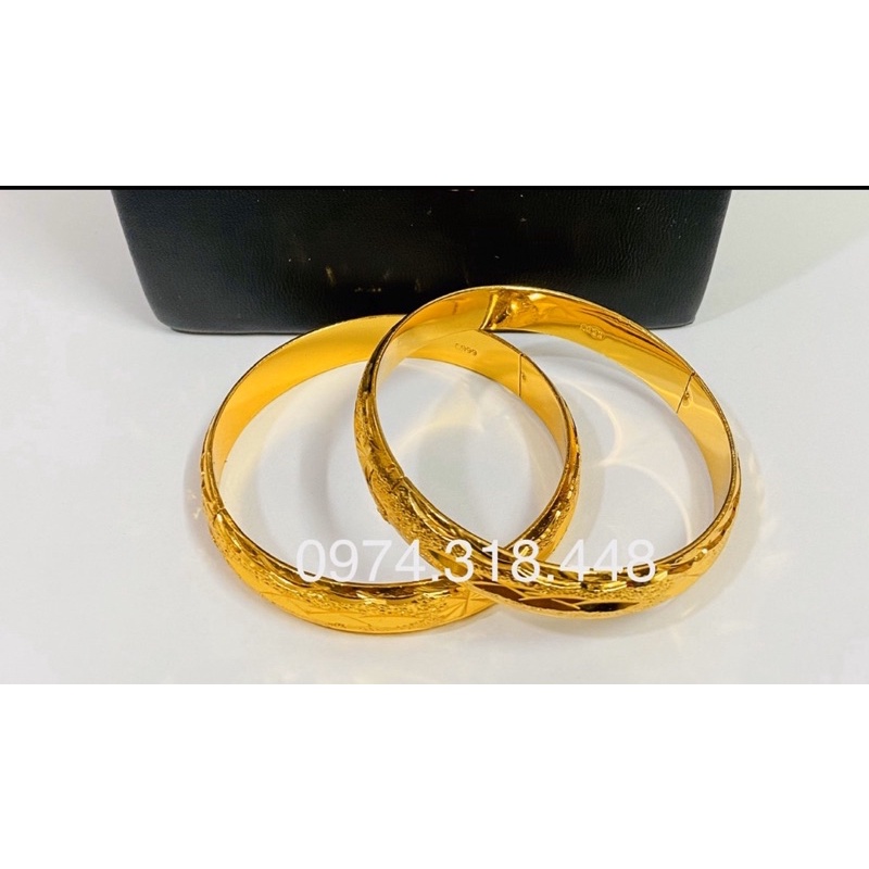 Cặp vòng tay nữ dát vàng 24 cao cấp có in 999 cao cấp
