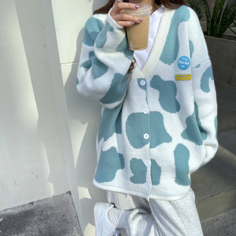 Áo Khoác Cardigan Dệt Kim Dáng Rộng Phong Cách Hàn Quốc Thời Trang Mùa Đông Mới Cho Nữ