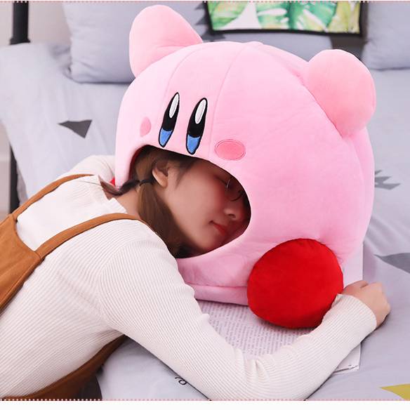 Gối ngủ tròng đầu chắn ánh sáng mềm mại hình nhân vật Kirby trang trí nhà cửa có thể làm tổ nhỏ cho cún cưng và mèo cưng