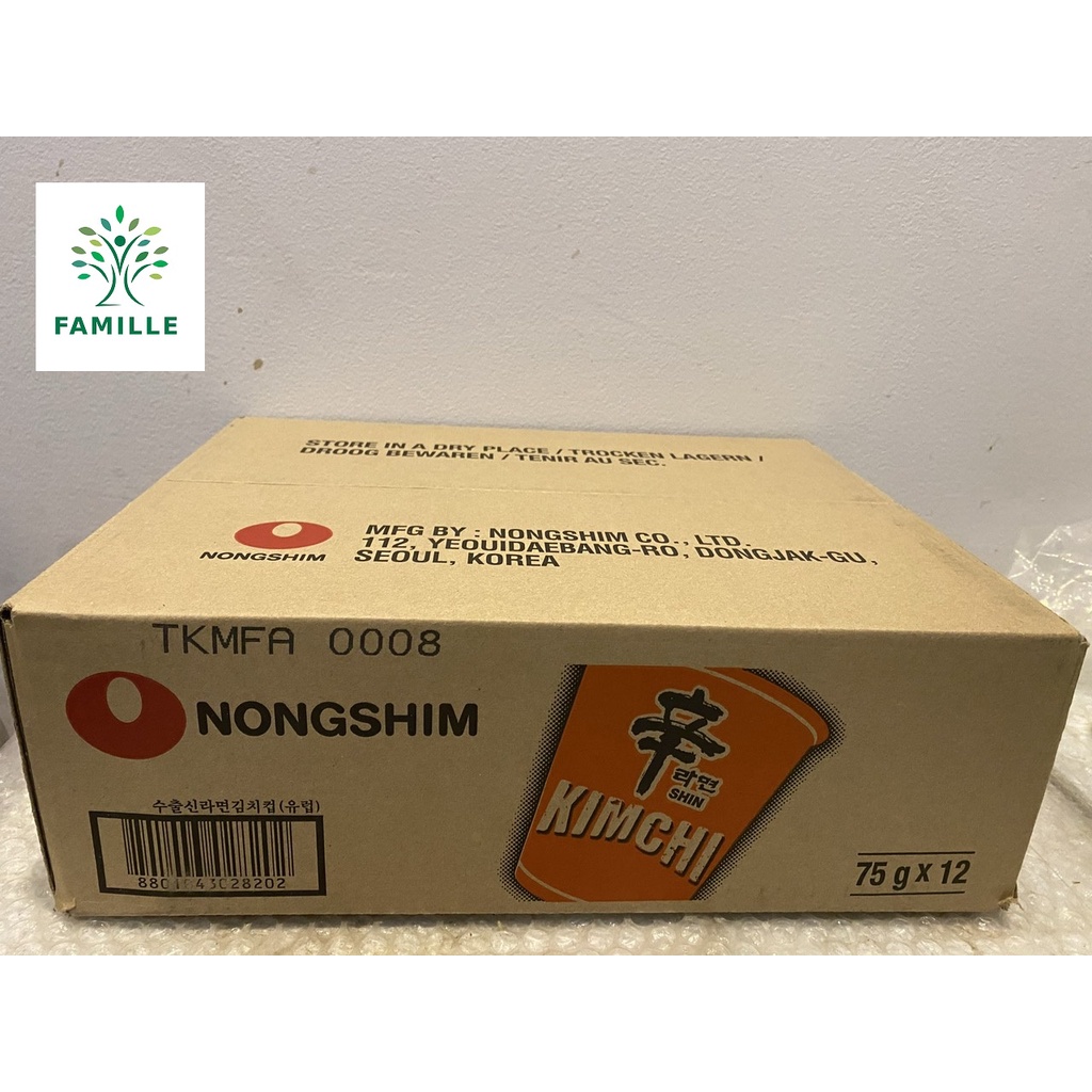 Giá Sỉ 1 Thùng Mì Cay Nongshim Kim Chi - Hàn Quốc - Ly 75g x 12 ly