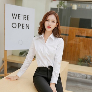 Áo sơ mi trắng nữ tay dài dáng suông