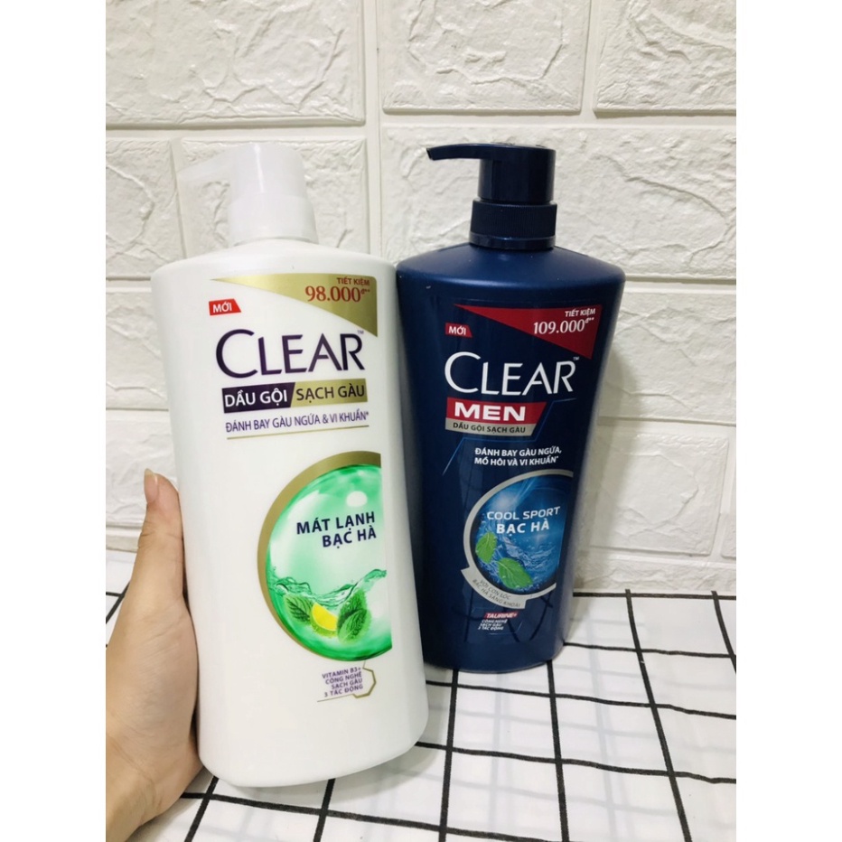 Dầu gội sạch gàu Clear mát lạnh bạc hà chai (880-900g)