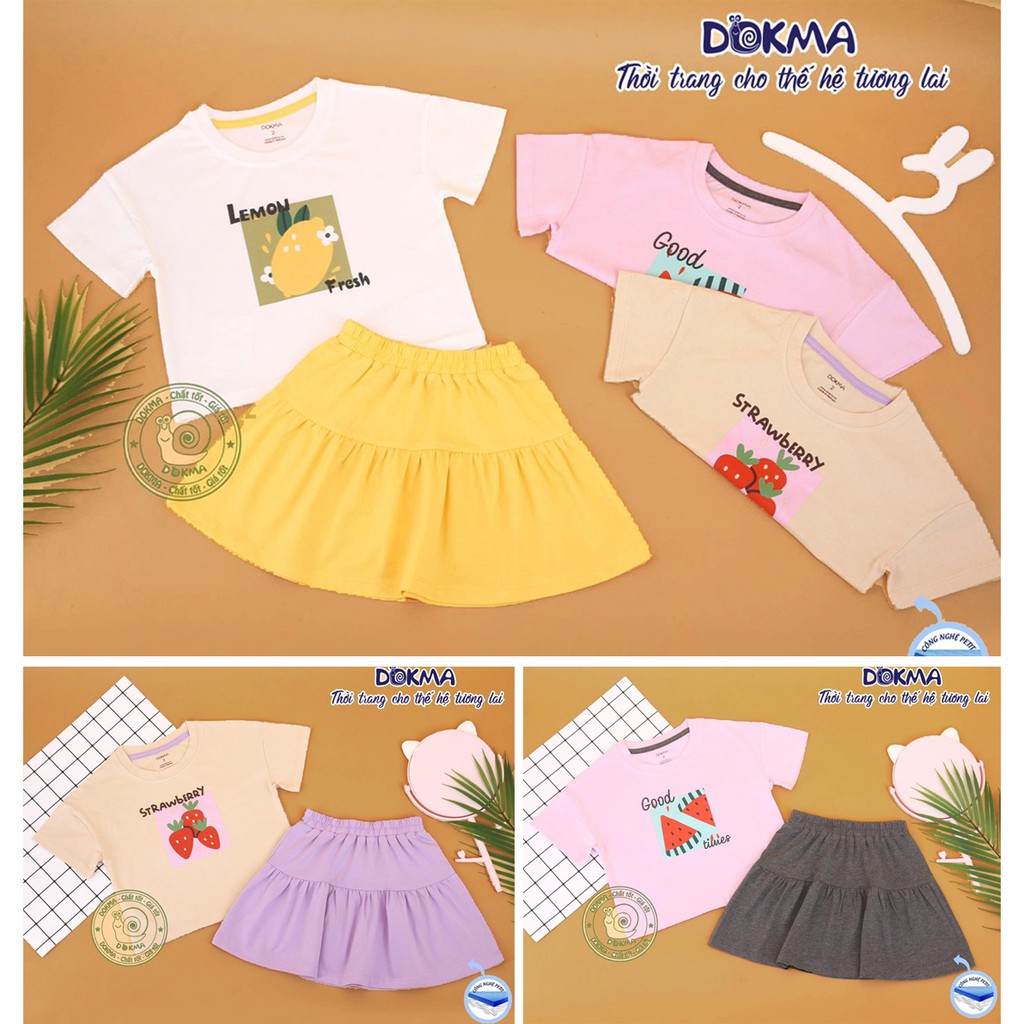(6 tuổi) Bộ áo thun váy xòe bé gái Dokma- chất cotton Mỹ cao cấp (DCT1-DB801)