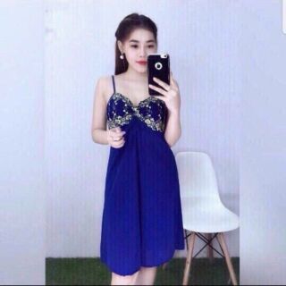 Đầm ngủ thun lạnh 2 dây freesize dưới 57kg