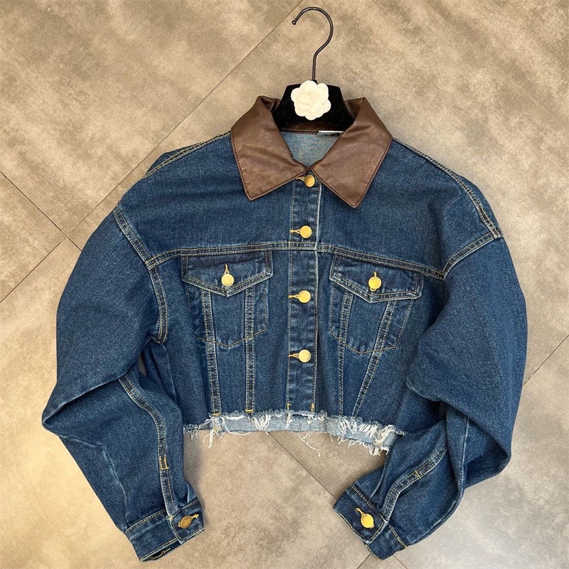 Set Áo Khoác Bò Jeans Croptop & Chân Váy Da Dáng Dài