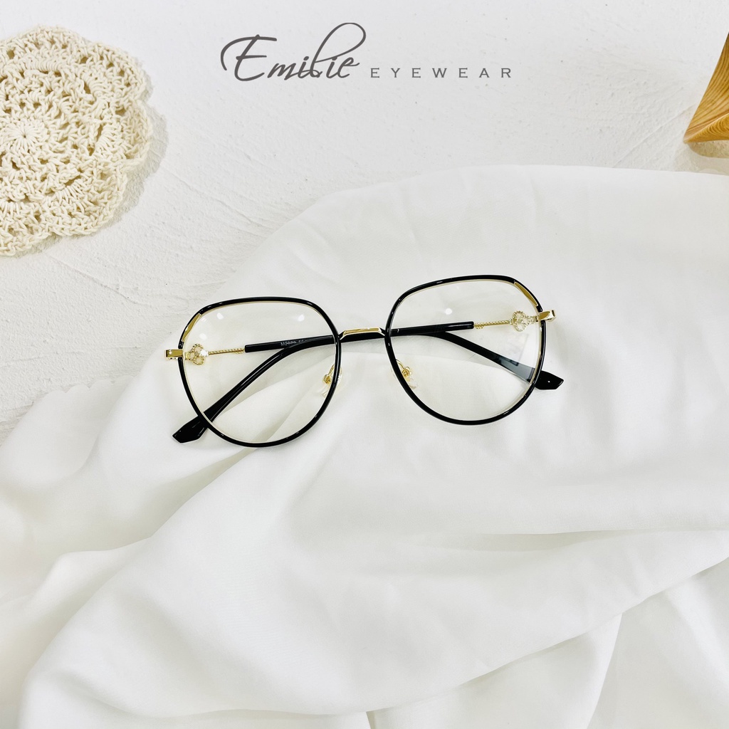 Gọng kính nam nữ bầu tròn kim loại bọc nhựa Emilie eyewear phụ kiện thời trang 2079