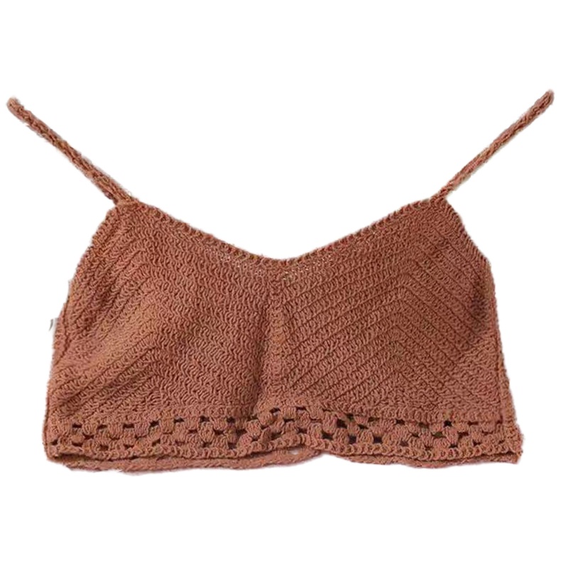 Áo Croptop Hai Dây Dệt Kim Cổ Chữ V Gợi Cảm Cho Nữ