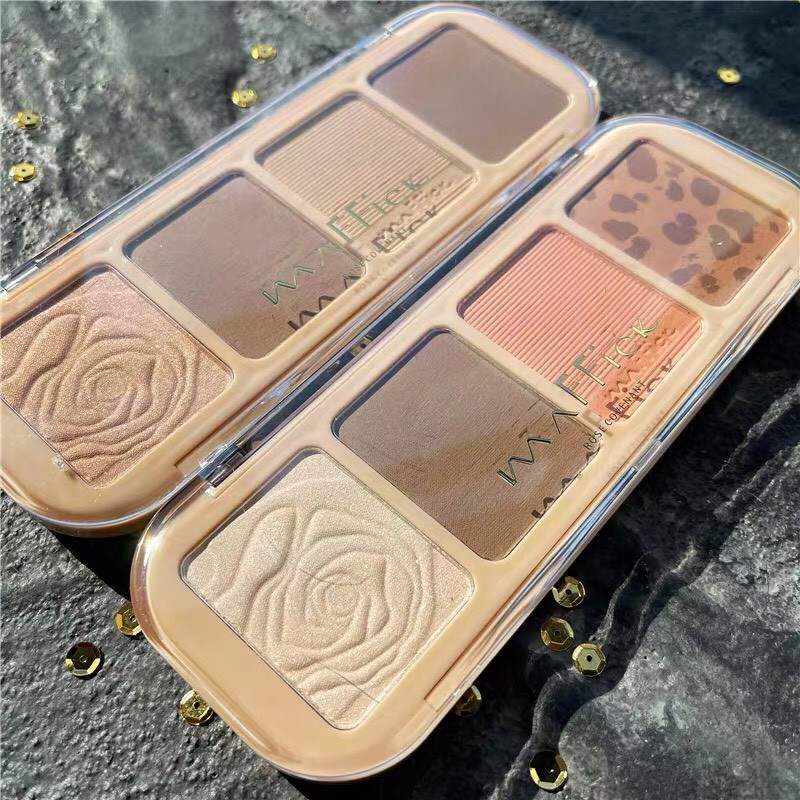 Bảng tạo khối 4 ô màu SWEET MINT 4 Colors Contour kèm highlight mịn nhẹ tự nhiên MAFFICK Rose Covenat MAFI26 SWMI34