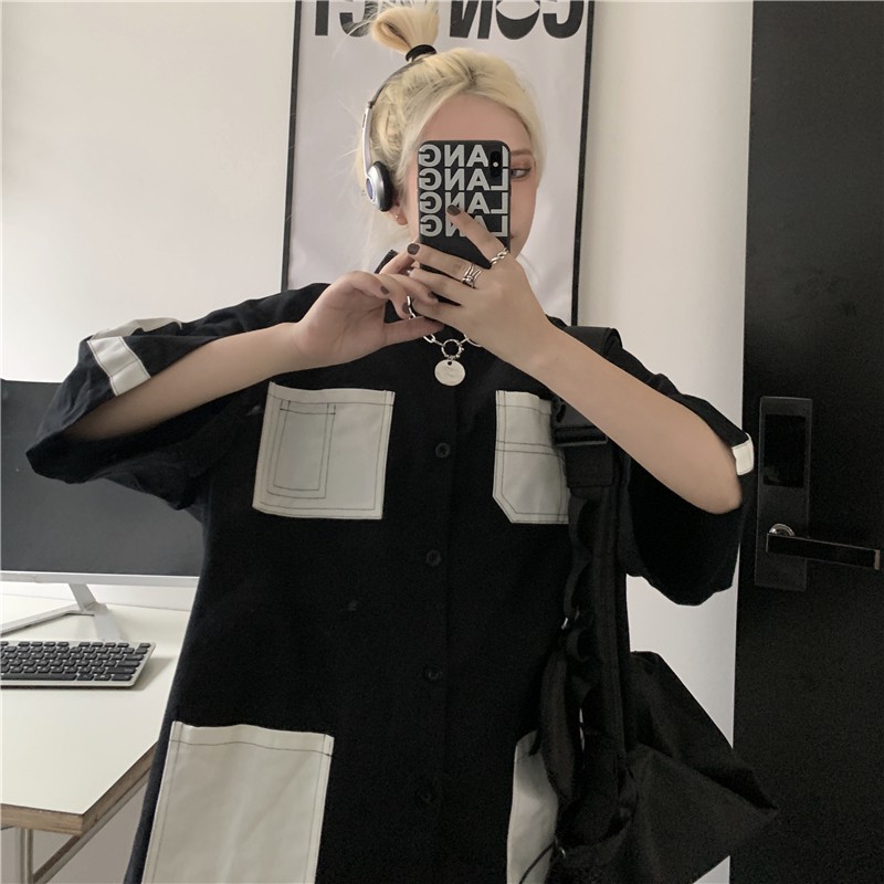 (A184) Áo sơ mi túi hộp mix màu đen trắng size M L XL | BigBuy360 - bigbuy360.vn