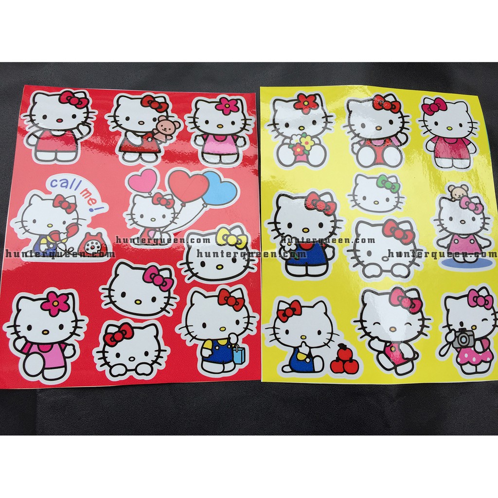 Bộ hình dán Hello Kitty. Logo trang trí, sticker đặt in theo yêu cầu, chống nước