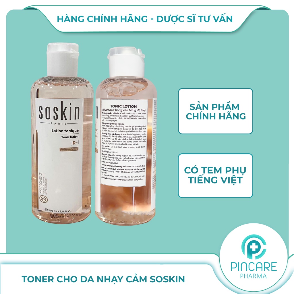 Toner cho da nhạy cảm Soskin Tonic Lotion 250ml - Hàng chính hãng - Nhà thuốc PinCare