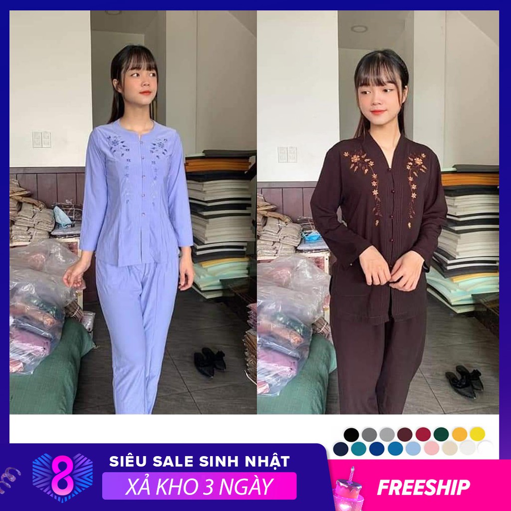 Đồ lam đi chùa - Bộ Bà Lai Thêu Hoa giá rẻ (kèm ảnh thật) - Yuzin Store