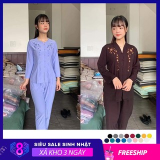 [XẢ KHO 3 NGÀY] Đồ lam đi chùa - Bộ Bà Lai Thêu Hoa giá rẻ (kèm ảnh thật) -  Yuzin Store