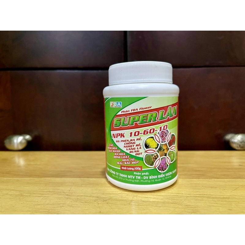Phân Bón Siêu Lân 10-60-10 - Siêu tạo nụ - Kích ra hoa cây cảnh cây ăn trái -hũ 100gr