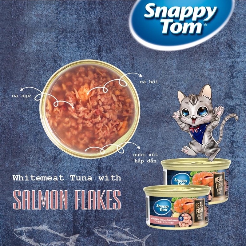 Pate SNAPPY TOM PREMIUM cho mèo 5 mùi vị dạng Lon 85G tiện lợi - Thức ăn dinh dưỡng thú cưng Gogi MEOW MART